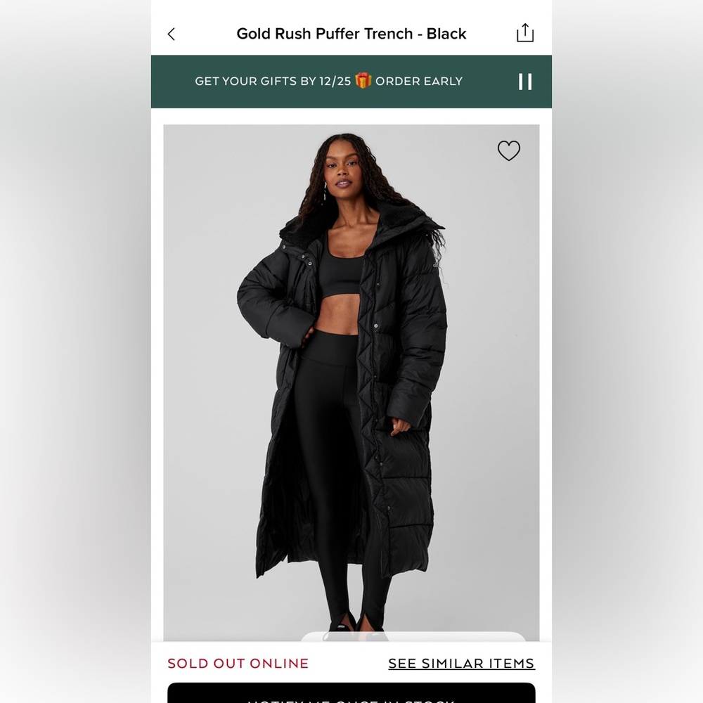 All Yoga Gold Rush puffer trench xs